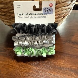 Lululemon Light Locks Scrunchie Set - Black, Gray, Green